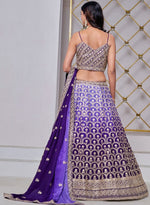 Dazzling Purple Color Chinon Fabric Party Wear Lehenga