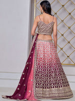 Dazzling Wine Color Chinon Fabric Party Wear Lehenga