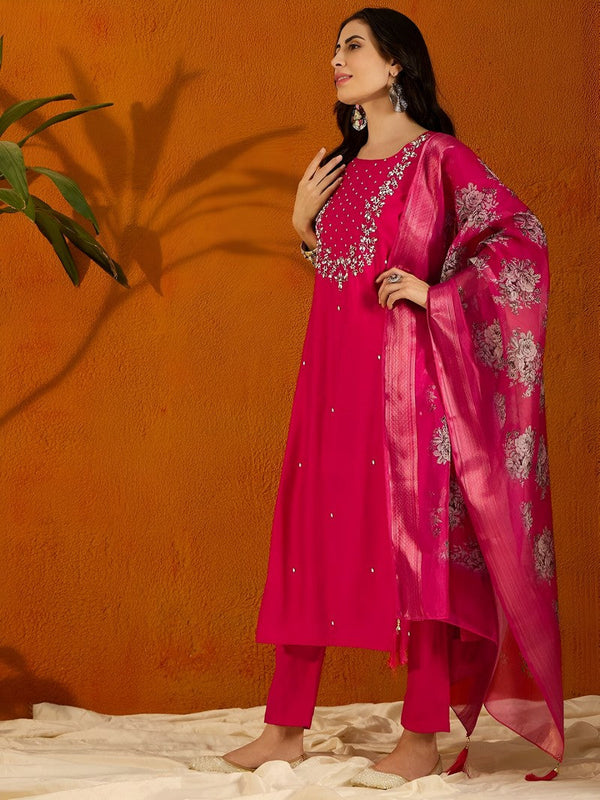 Divine Pink Color Viscose Fabric Designer Suit