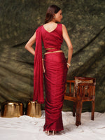 Pretty Maroon Color Satin Fabric Readymade Saree