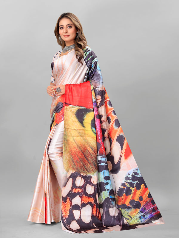 Beauteous Multi Color Crepe Fabric Casual Saree