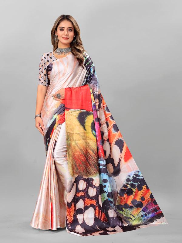 Beauteous Multi Color Crepe Fabric Casual Saree