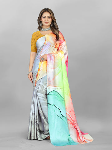 Beauteous Multi Color Crepe Fabric Casual Saree