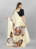 Beauteous Cream Color Crepe Fabric Casual Saree