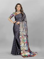 Beauteous Grey Color Crepe Fabric Casual Saree