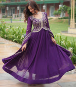 Superb Purple Color Georgette Fabric Gown