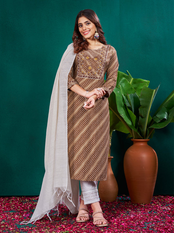 Lovely Brown Color Rayon Fabric Casual Kurti