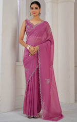 Beauteous Pink Color Silk Fabric Designer Saree