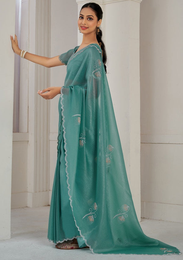 Beauteous Green Color Silk Fabric Designer Saree