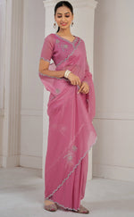 Beauteous Pink Color Silk Fabric Designer Saree