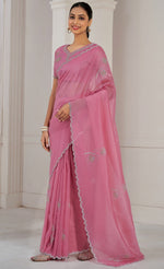 Beauteous Pink Color Silk Fabric Designer Saree