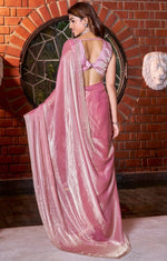 Dazzling Grey Color Silk Fabric Partywear Saree