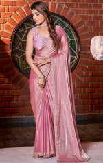 Dazzling Grey Color Silk Fabric Partywear Saree