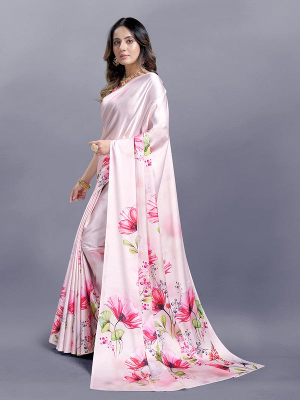 Tempting Pink Color Crepe Fabric Casual Saree