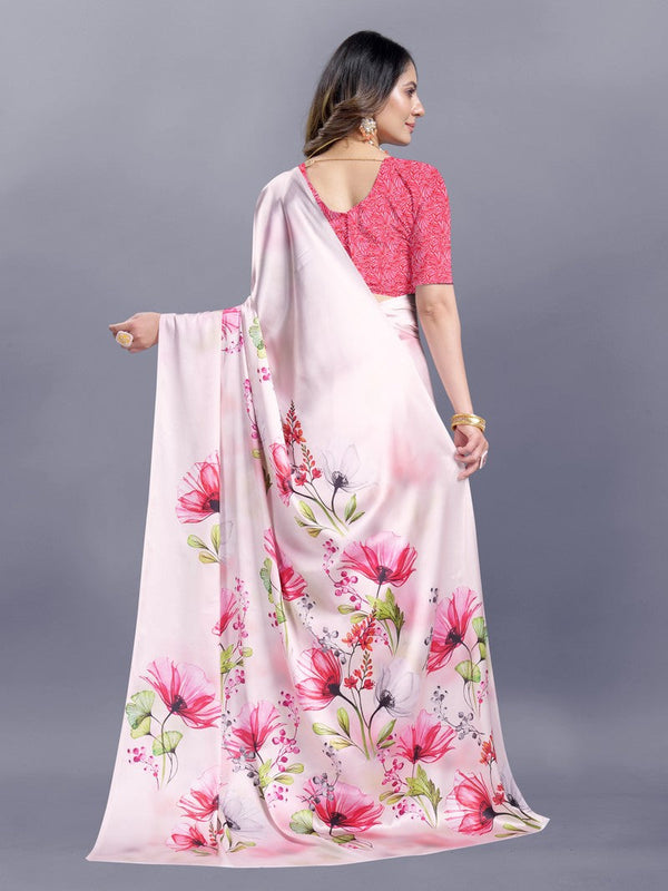 Tempting Pink Color Crepe Fabric Casual Saree