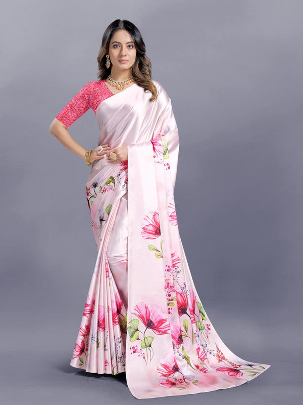 Tempting Pink Color Crepe Fabric Casual Saree