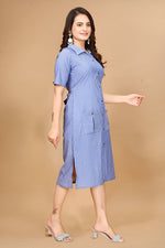 Striking Blue Color Cotton Fabric Indowestern