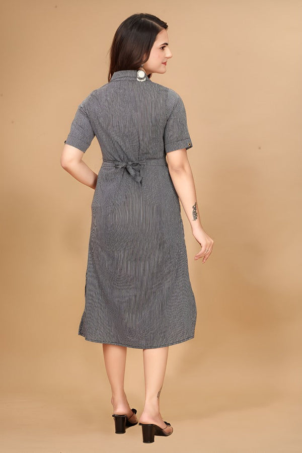 Striking Grey Color Cotton Fabric Indowestern