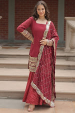 Divine Maroon Color Georgette Fabric Sharara Suit