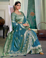 Ideal Aqua Color Crepe Fabric Partywear Saree