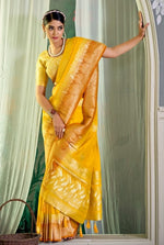 Ideal Yellow Color Crepe Fabric Partywear Saree