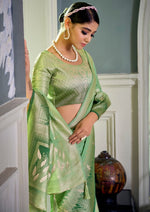 Ideal Green Color Crepe Fabric Partywear Saree