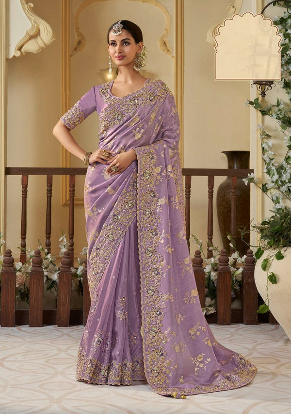 Beauteous Purple Color Viscose Fabric Partywear Saree