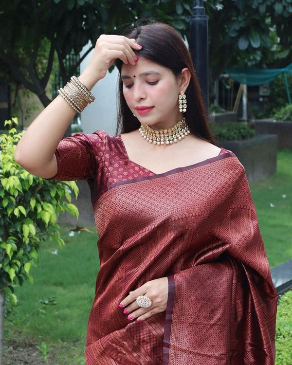 Amazing Maroon Color Silk Fabric Casual Saree