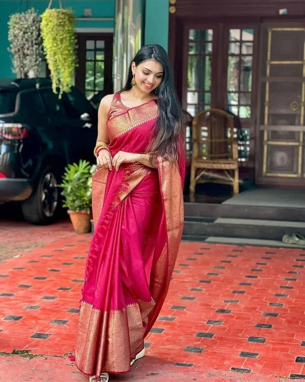 Ideal Pink Color Silk Fabric Casual Saree