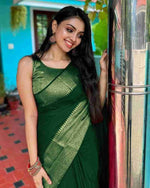 Ideal Green Color Silk Fabric Casual Saree