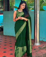 Ideal Green Color Silk Fabric Casual Saree