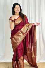 Ideal Maroon Color Silk Fabric Casual Saree