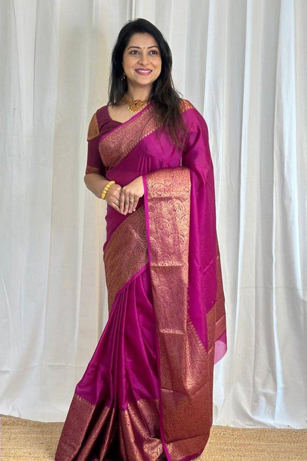 Ideal Pink Color Silk Fabric Casual Saree