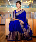 Ideal Blue Color Silk Fabric Casual Saree