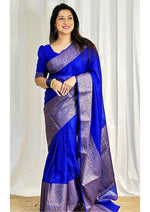 Ideal Blue Color Silk Fabric Casual Saree