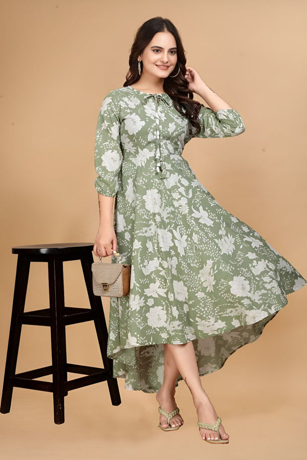 Pretty Green Color Crepe Fabric Indowestern