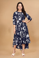 Pretty Navy Blue Color Crepe Fabric Indowestern