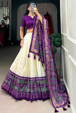 Dazzling Cream Color Tussar Fabric Wedding Lehenga