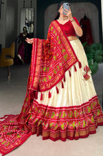 Dazzling Cream Color Tussar Fabric Wedding Lehenga