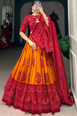 Dazzling Mustard Color Tussar Fabric Designer Lehenga