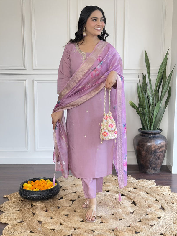 Divine Pink Color Viscose Fabric Designer Suit