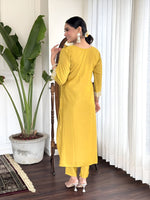 Lovely Yellow Color Viscose Fabric Designer Suit