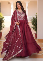 Beautiful Maroon Color Georgette Fabric Gown