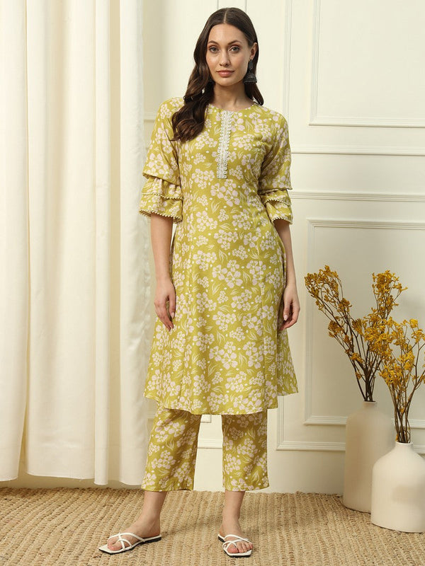 Lovely Yellow Color Cotton Fabric Casual Kurti With Bottom