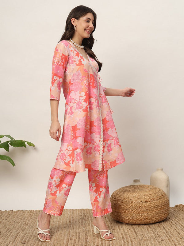 Lovely Pink Color Cotton Fabric Casual Kurti With Bottom