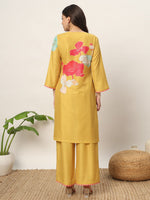 Lovely Yellow Color Cotton Fabric Casual Kurti With Bottom