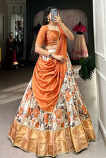 Amazing Orange Color Silk Fabric Designer Lehenga