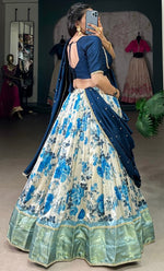 Amazing Blue Color Silk Fabric Designer Lehenga