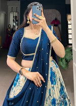 Amazing Blue Color Silk Fabric Designer Lehenga