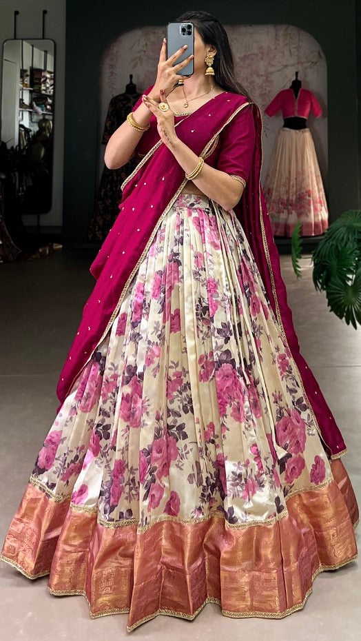 Amazing Pink Color Silk Fabric Designer Lehenga